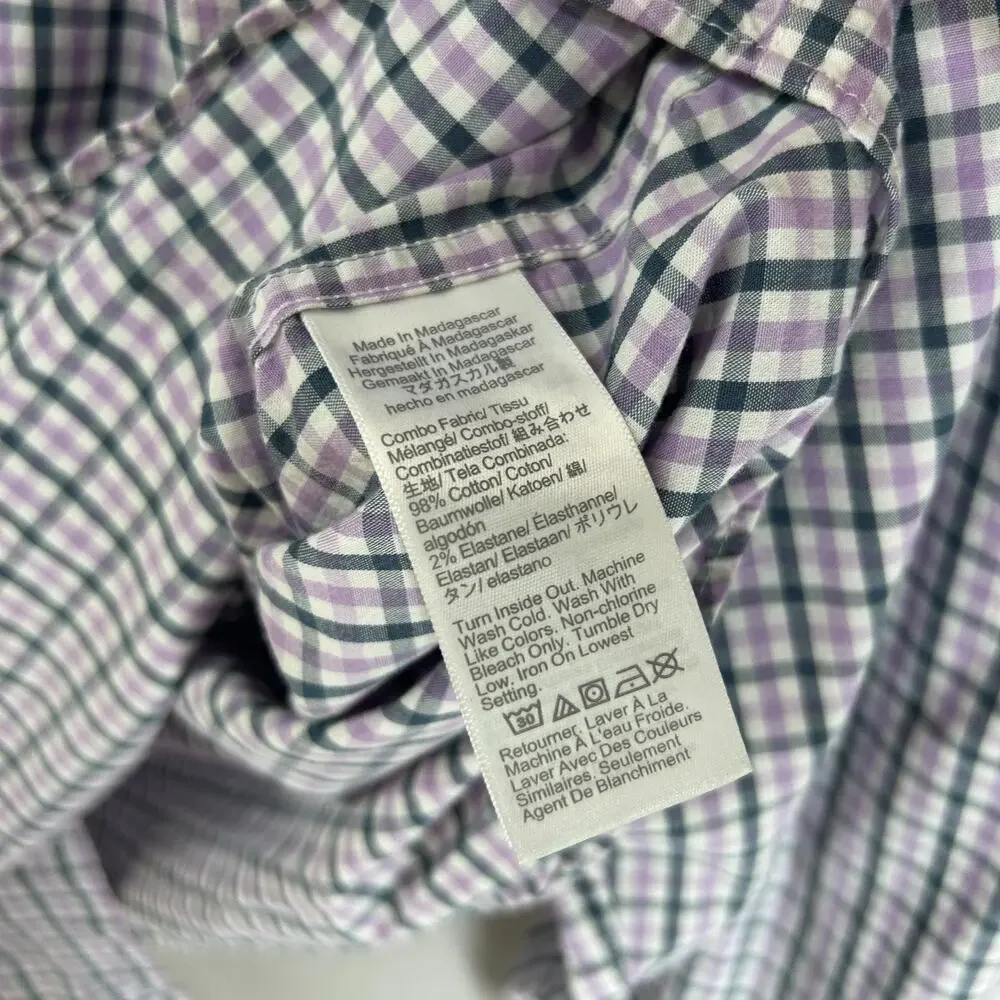 J.CREW Shirt Mens XL Flex Washed Classic Gingham Check Button Down Cotton Purple